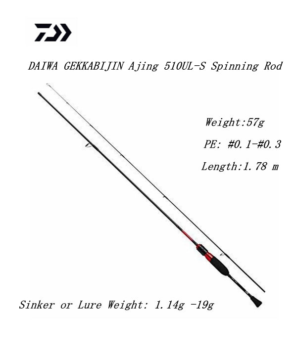 DAIWA GEKKABIJIN Ajing 510UL-Solid Spinning Rod