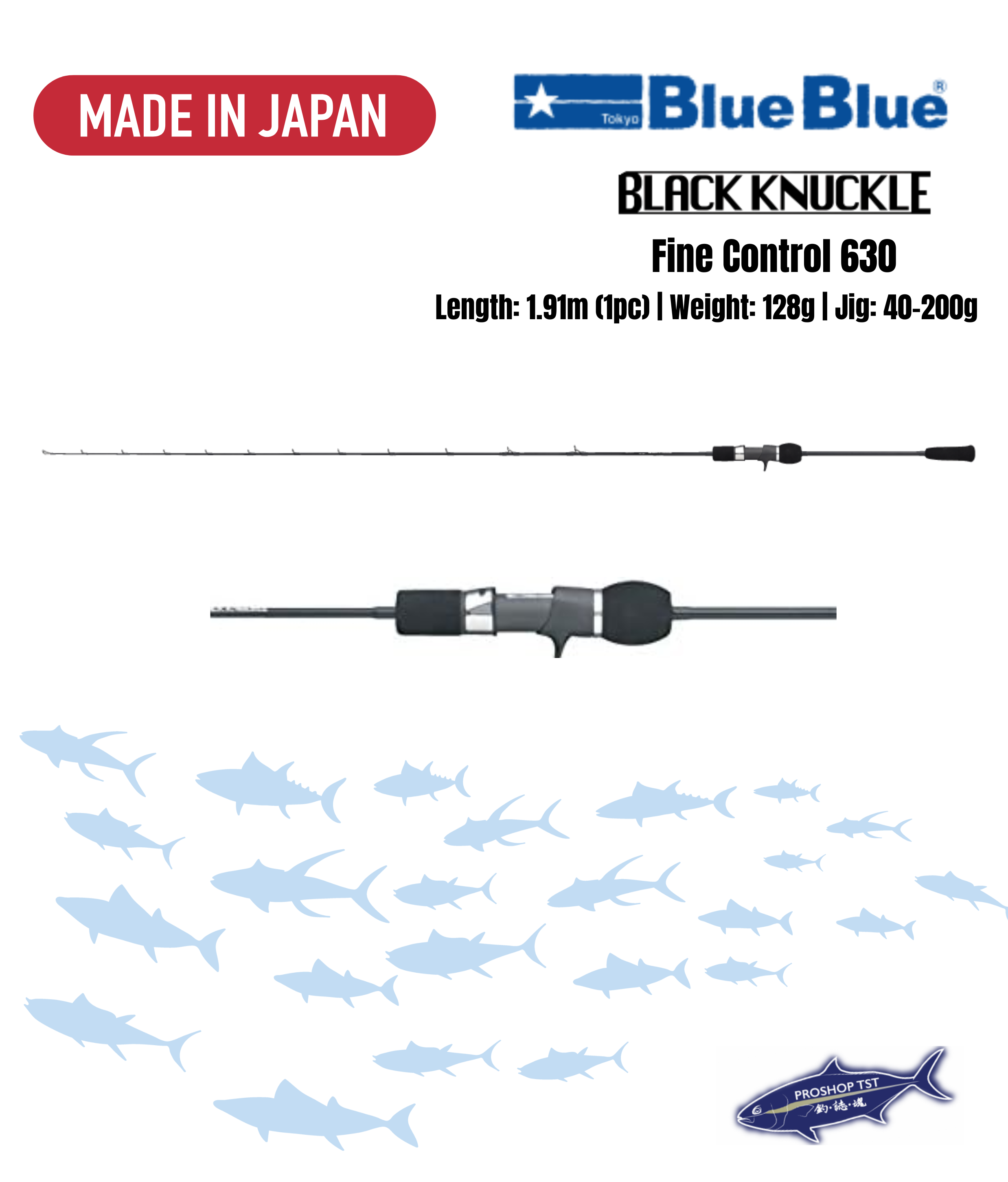 BLUEBLUE Black Knukle Fine Control 630 Slow Pitch Jigging Rod