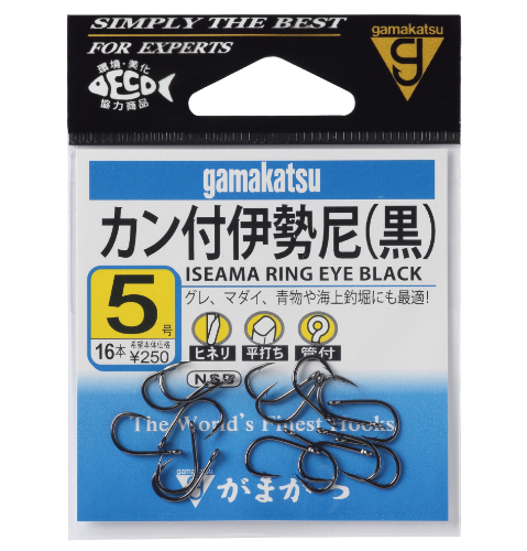 GAMAKATSU ISEAMA RING EYE HOOKS (BLACK)