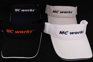 MC Works' Sunshade Visor (White and Blue Letters)