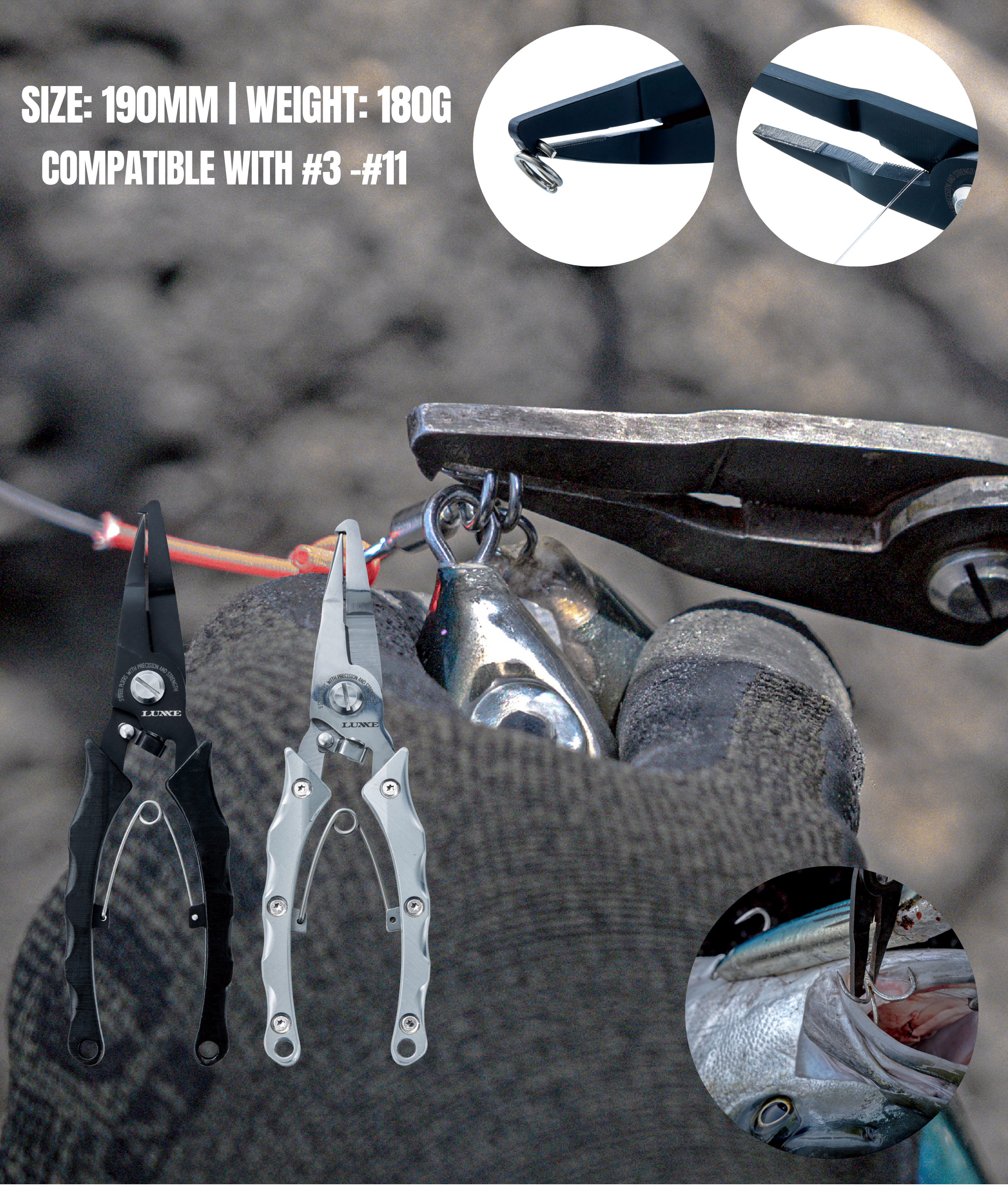 Gamakatsu LUXXE Split Ring Pliers HD LE905 Elastomer | HD LE906 Aluminum